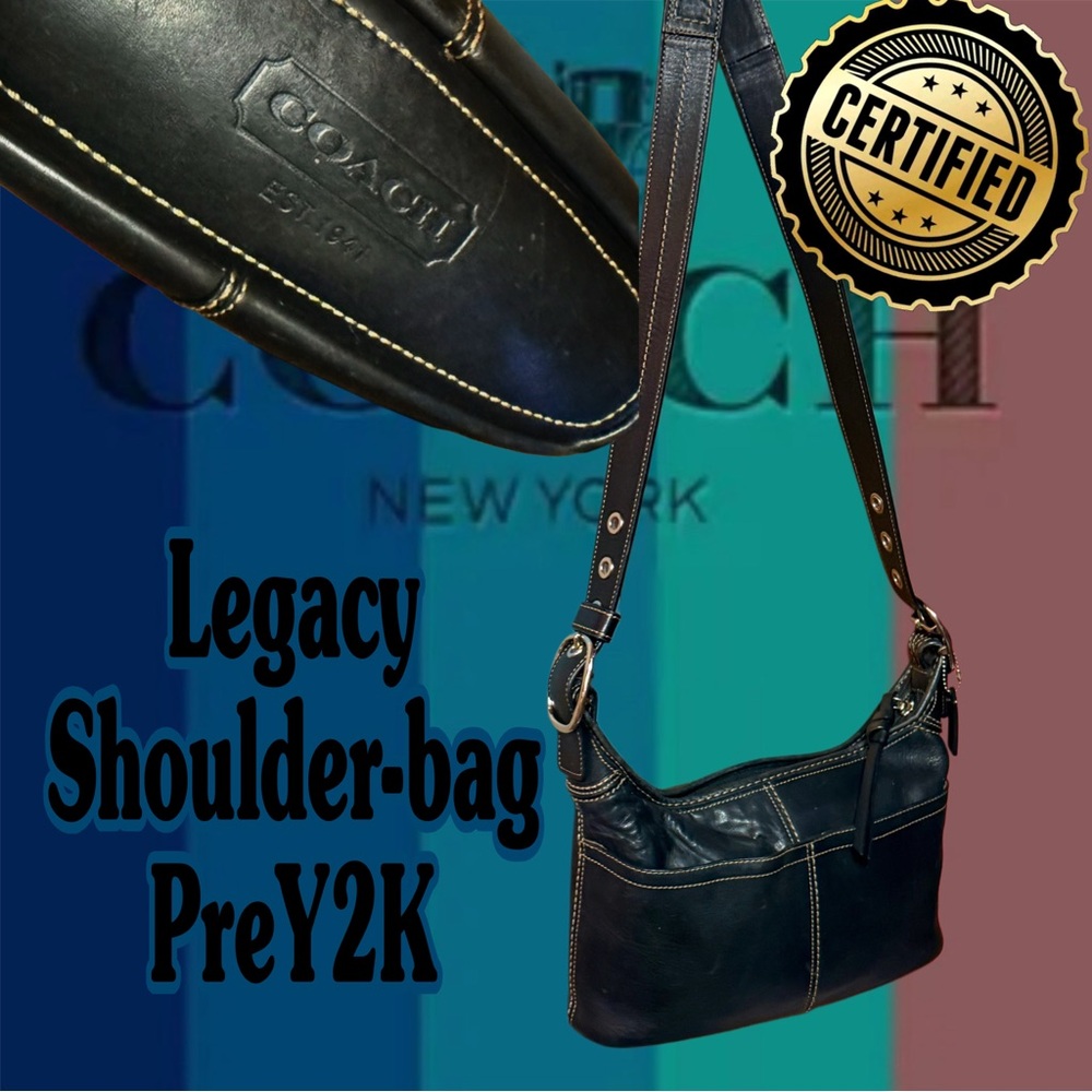 Coach Legacy Leather Zip Shoulder Bag – Black Authentic Vintage Coach Bag